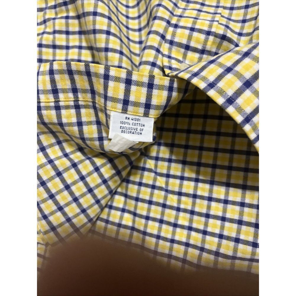 Polo Ralph Lauren Yellow Blue Plaid Oxford Button Down Shirt Sz 2XL Flesh Pony - Picture 10 of 12